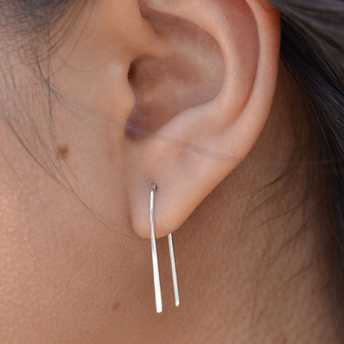  Sterling Silver Ear Wires - Arc Earring 23x7mm