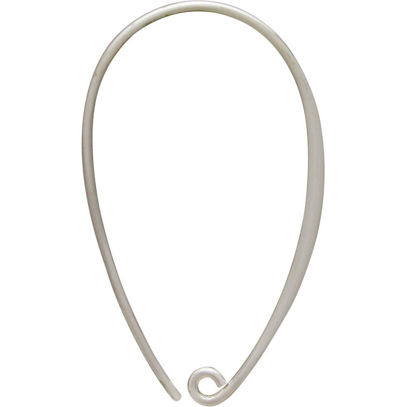 Sterling Silver Ear Wire - Teardrop Hoop 35x25mm