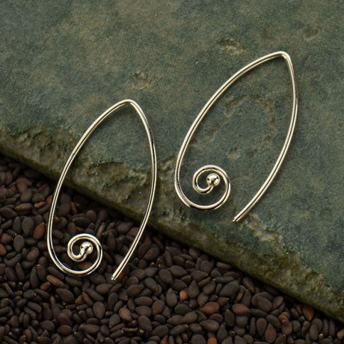 Sterling Silver Ear Wire with Marquis Spiral 28x16mm