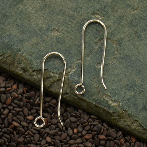 Sterling Silver Long French Hook Earring with Loop 25x8mm