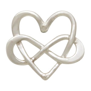 Sterling Silver Stud Earrings - Infinity Heart 9x10mm
