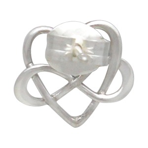 Sterling Silver Stud Earrings - Infinity Heart 9x10mm