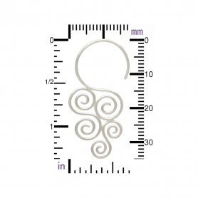 Sterling Silver Ear Hook with Cascading Swirl 36x19mm