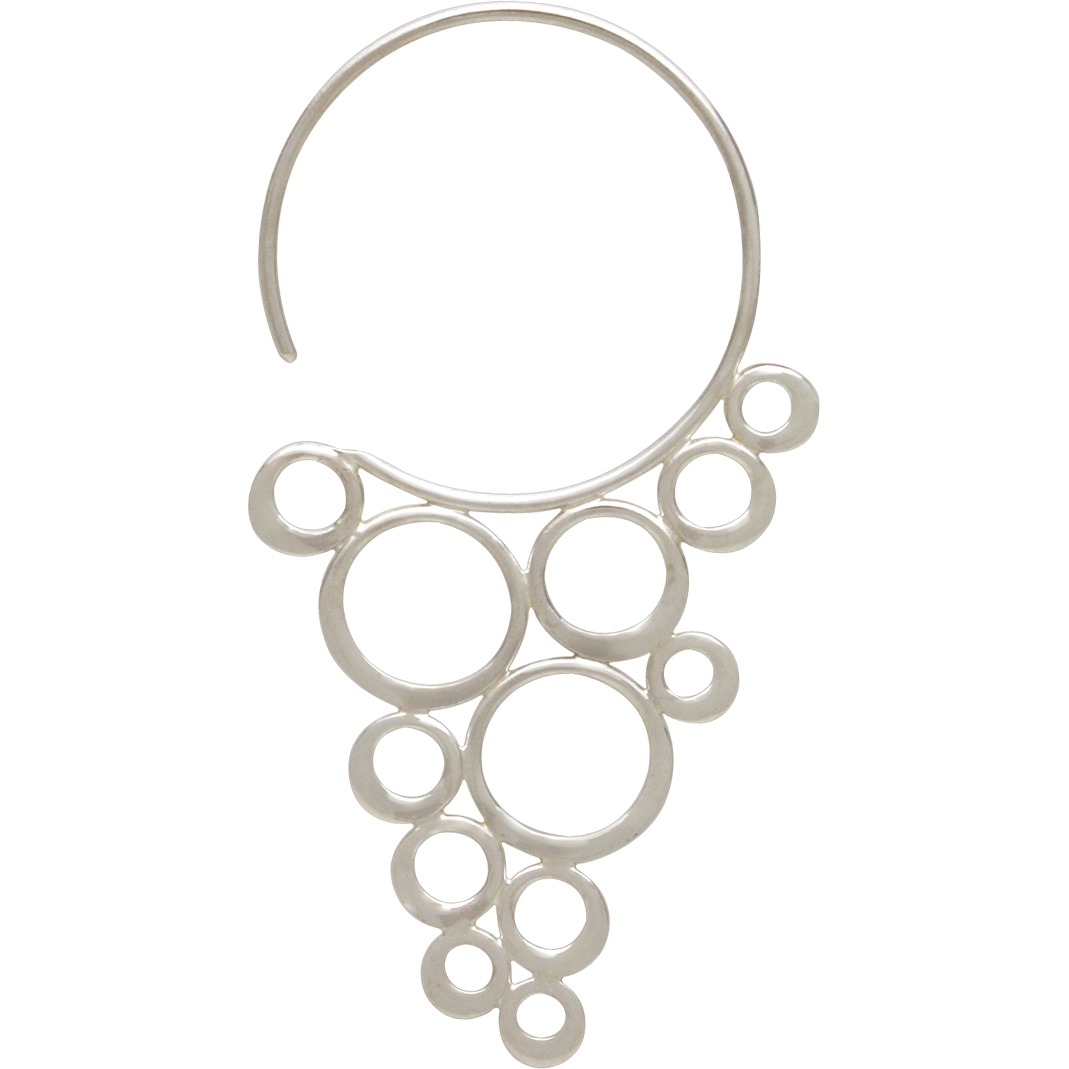 Sterling Silver Ear Hook with Cascading Circles 47x25mm