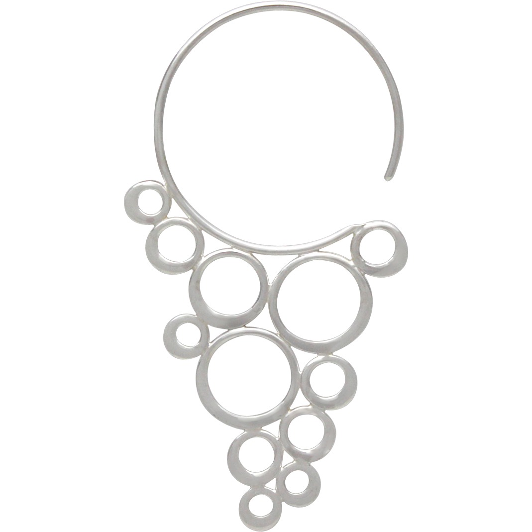 Sterling Silver Ear Hook with Cascading Circles 47x25mm