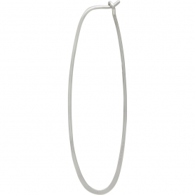 Sterling Silver Hoop Earrings - Long Oval 50x15mm