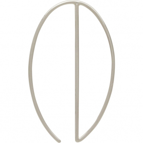 Sterling Silver Hoop Earrings with Vertical Line 35x20mm