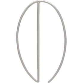 Sterling Silver Hoop Earrings with Vertical Line 35x20mm