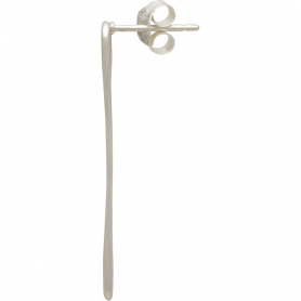 Sterling Silver Long Oval Post Earrings 30x5mm