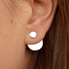 Sterling Silver Circle Ear Jacket 16x16mm