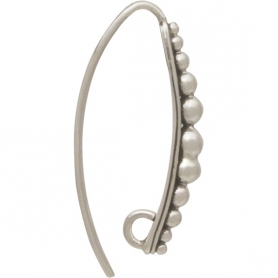 Sterling Silver Ear Hooks with Granulation 24x4mm