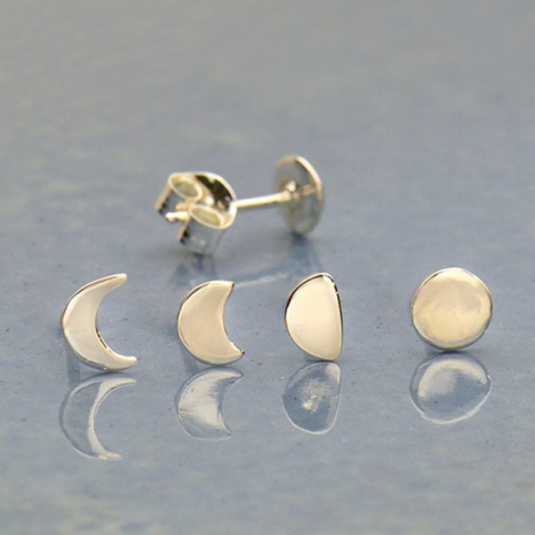 Sterling Silver Moon Phase Post Earring Set 5x5mm
