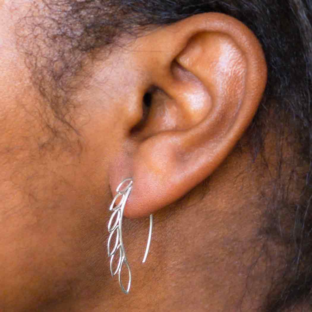 Sterling Silver Vine Hook Earrings 31x19mm