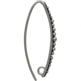 Sterling Silver Ear Wire - Long Granulated Ear Hook 30x3mm