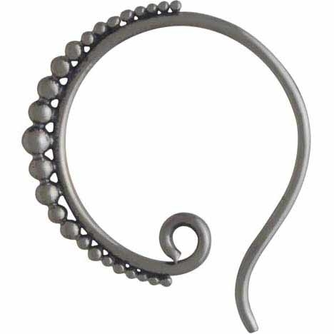 Silver Small Hoop Earring Hook with Granulation 20x2mm