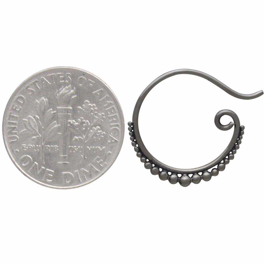 Silver Small Hoop Earring Hook with Granulation 20x2mm