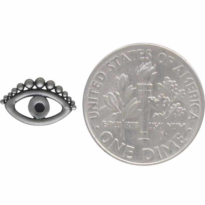 Sterling Silver Evil Eye Post Earring 6x10mm