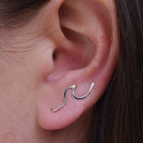 Sterling Silver Wave Ear Climber 7x20mm
