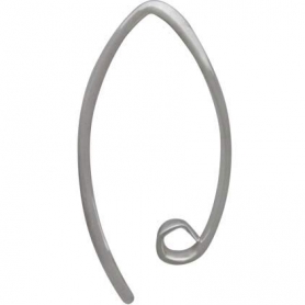 Sterling Silver Long Smooth Ear Hook with Hidden Loop 18x3mm