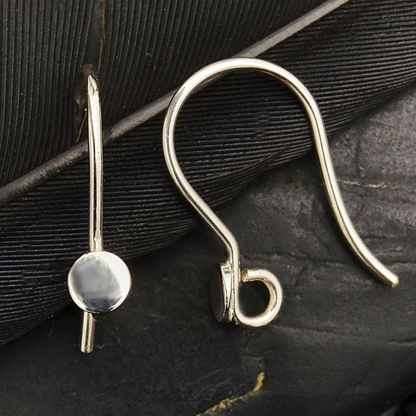 Sterling Silver Earring Hook with Silver Dot