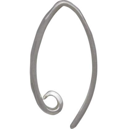 Sterling Silver Hammered Ear Wire with Hidden Loop 18x3mm
