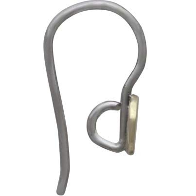 Sterling Silver Ear Hook with Bronze Dot 17x5mm