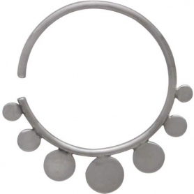 Sterling Silver Hoop Earrings with Flat Circles 21x20mm