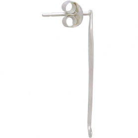 Sterling Silver Asymetrical Arch Bar Post Earrings 25x12mm