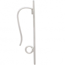 Sterling Silver Center Line Hook Earrings 30x8mm
