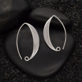 Sterling Silver Marquis Ear Hook with Flat Plate 31x18mm