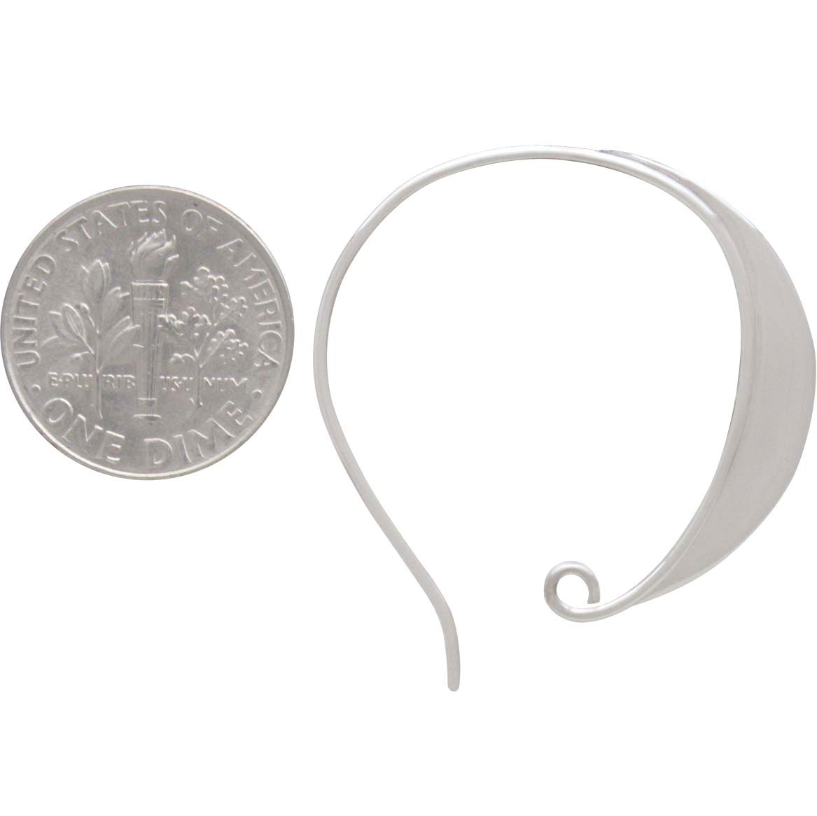Sterling Silver Round Ear Hook with Flat Plate 35x30mm