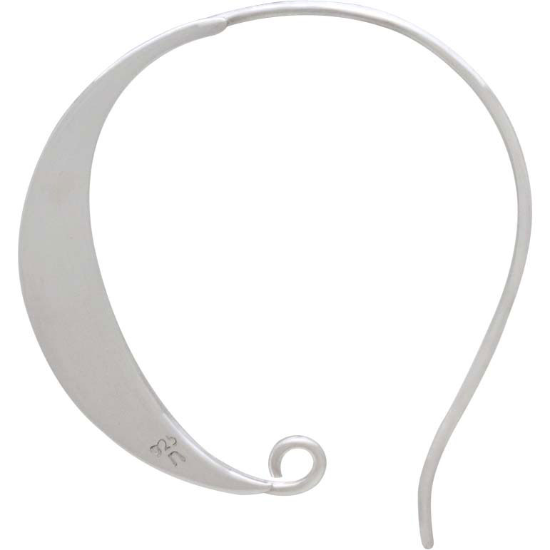 Sterling Silver Round Ear Hook with Flat Plate 35x30mm