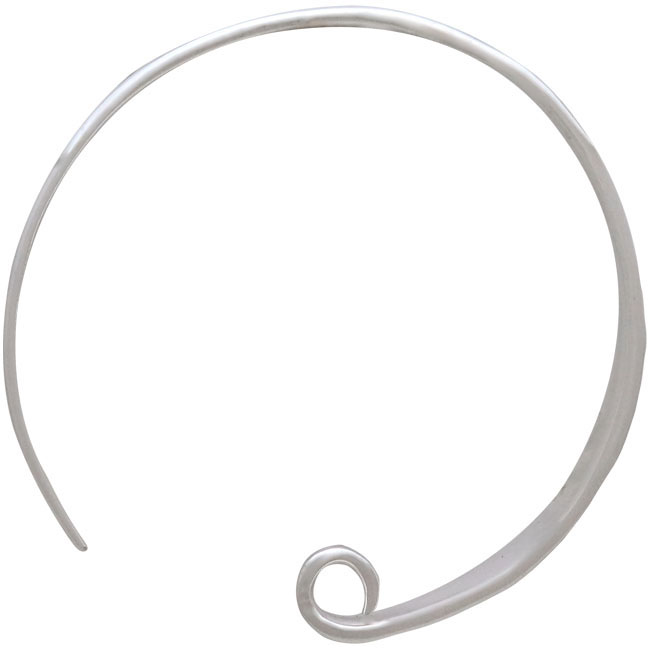 Sterling Silver Hoop Ear Wire with Hammered Front 26x5mm