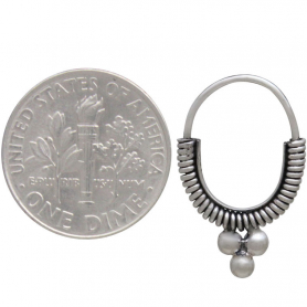 Sterling Silver Coiled Hoop Earrings with Three Dots 21x14mm