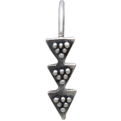 Sterling Silver Ear Hooks with Stacked Triangles 19x4mm