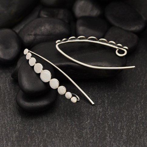 Sterling Silver Ear Hooks with Flat Graduated Dots 31x4mm