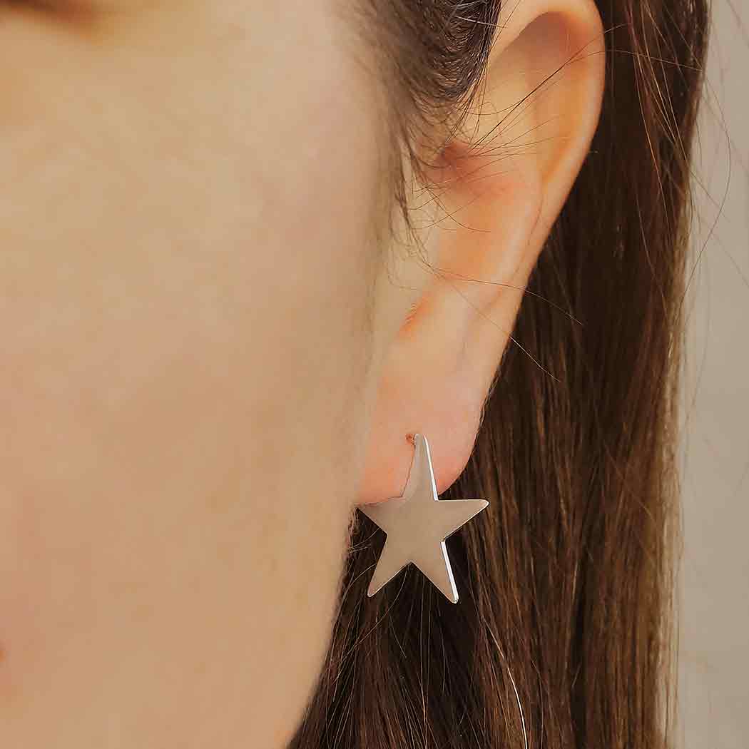 Sterling Silver Star Hoop Earrings | Little Grey Moon