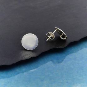 Sterling Silver Circle Post Earrings w/ Hidden Loop 10x10mm