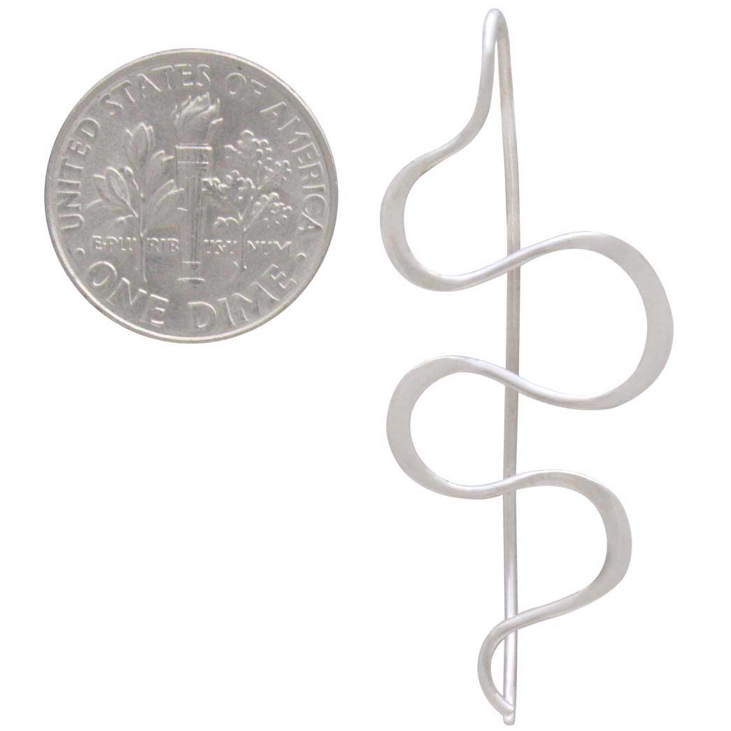 Sterling Silver Wiggle Hook Earrings 45x18mm