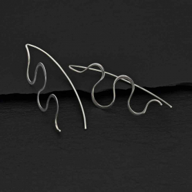 Sterling Silver Wiggle Hook Earrings 45x18mm DISCONTINUED