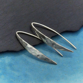 Sterling Silver Hammered Arc Earrings 30x5mm