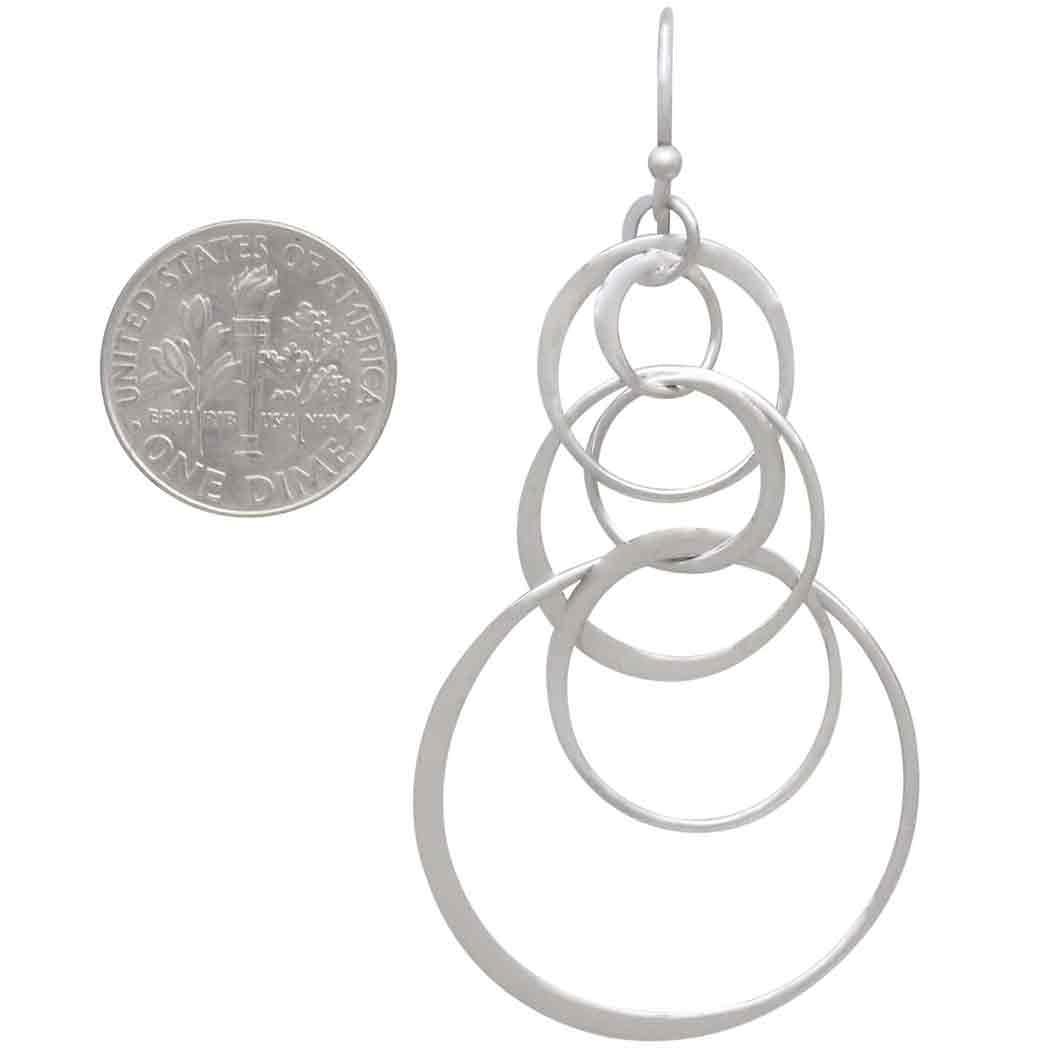 Sterling Silver Seven Floating Circle Earrings 61x30mm