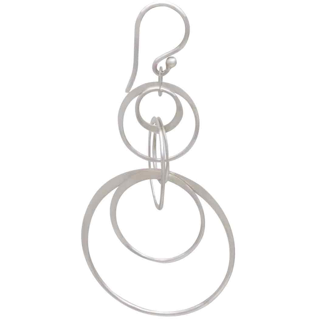 Sterling Silver Seven Floating Circle Earrings 61x30mm