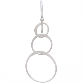 Sterling Silver Three Circle of Life Earrings 46x18mm