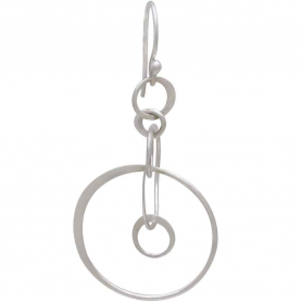 Sterling Silver Six Floating Circles Earrings 50x25mm