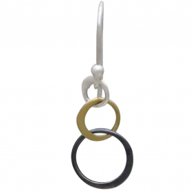 Small Mixed Metal Three Graduated Circle Earrings 30x10mm