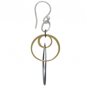 Mixed Metal Six Floating Circle Earrings 50x25mm