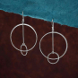 Sterling Silver Floating Circle and Bar Earrings 58x36m