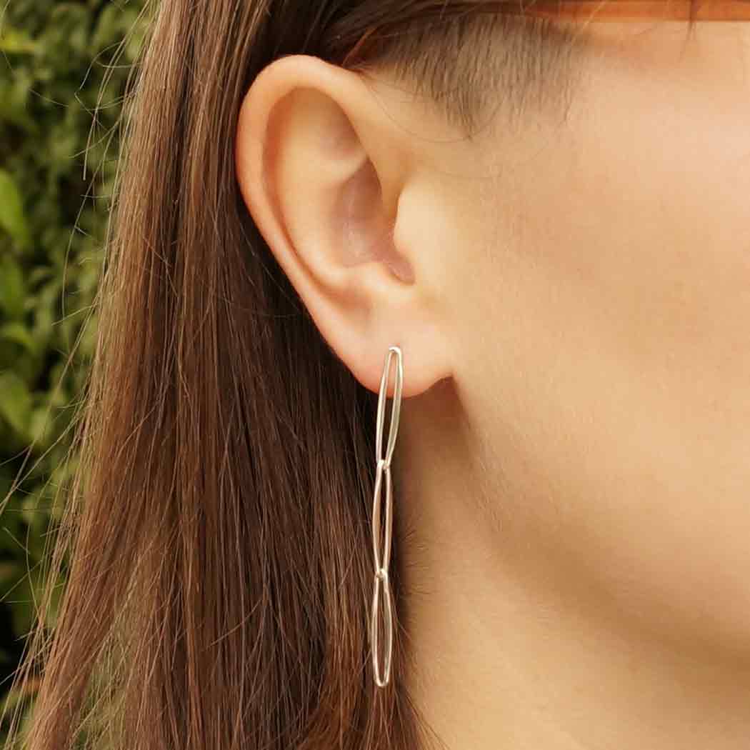 Sterling Silver Long Paperclip Link Earrings 56x4mm