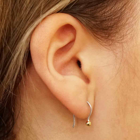 Sterling Silver Huggie Ear Wire with Bronze Ball 17x10mm